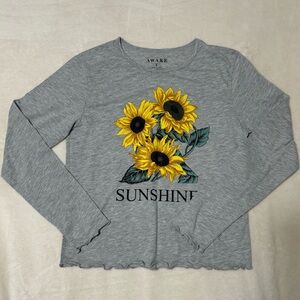 Juniors long sleeve sunflower shirt